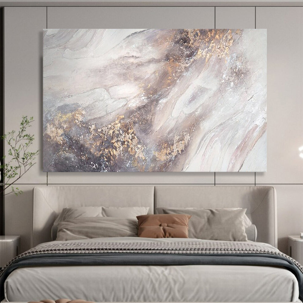 “Neutral and Gold Abstract” – Textured Abstract Acrylic Painting CT1771