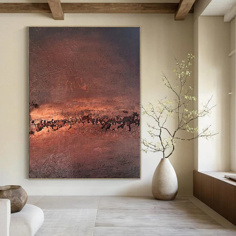 “Rusty Textured Abyss” - Abstract Art with Brown, Orange, Black CT0108