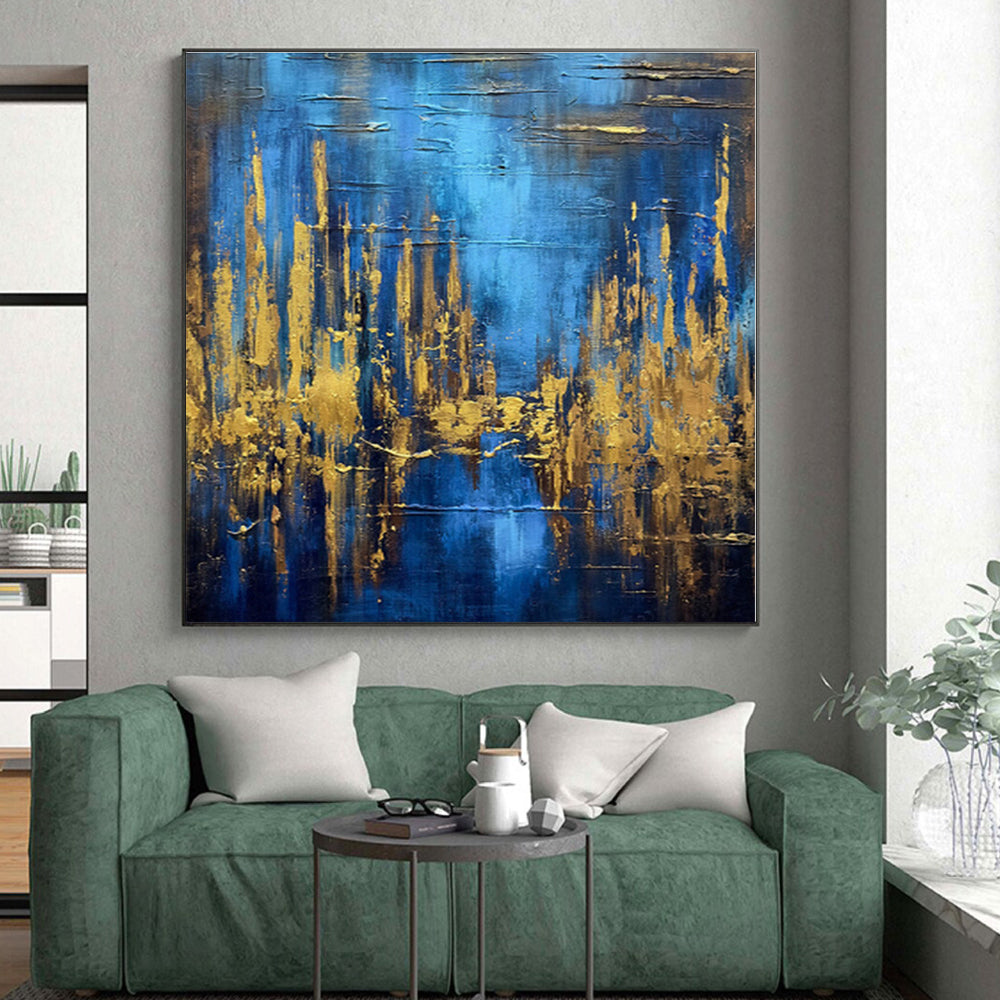 “Blue - Gold Abstract Forest” - Abstract Landscape Art CT0449