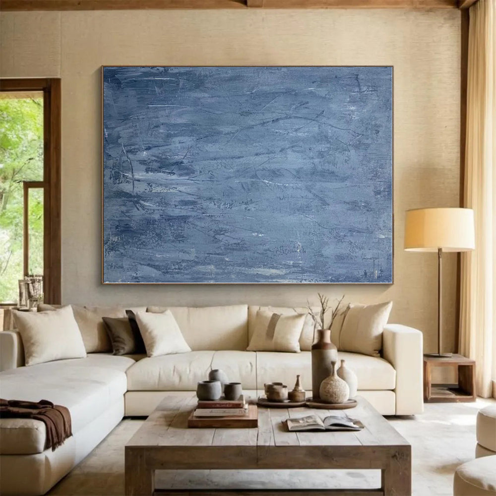 “Blue Textured Abstraction” - Abstract Expressionist Art CT0459