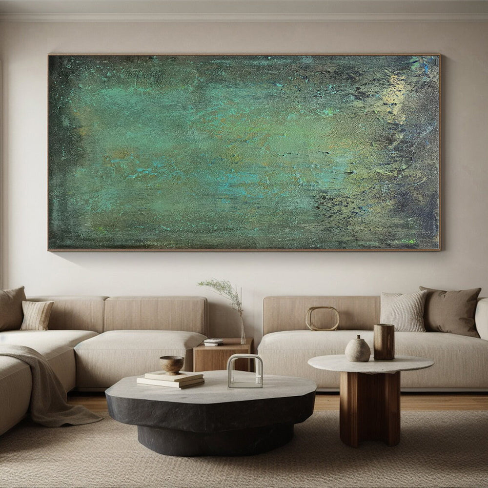 “Teal - Green Textured Patina”,Abstract Textured Art CT0641