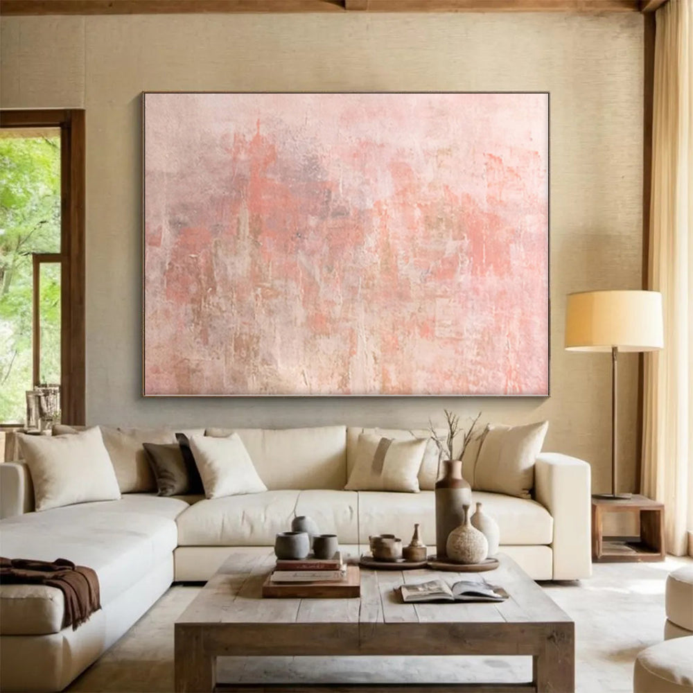 “Blush Whispers” - Abstract Painting with Soft Pink, Beige, Subtle Tones CT0016