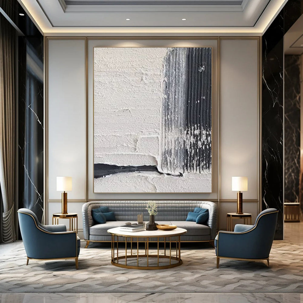 “White - Gray Textured Minimalism” - Minimalist Abstract Painting On Canvas DTP147