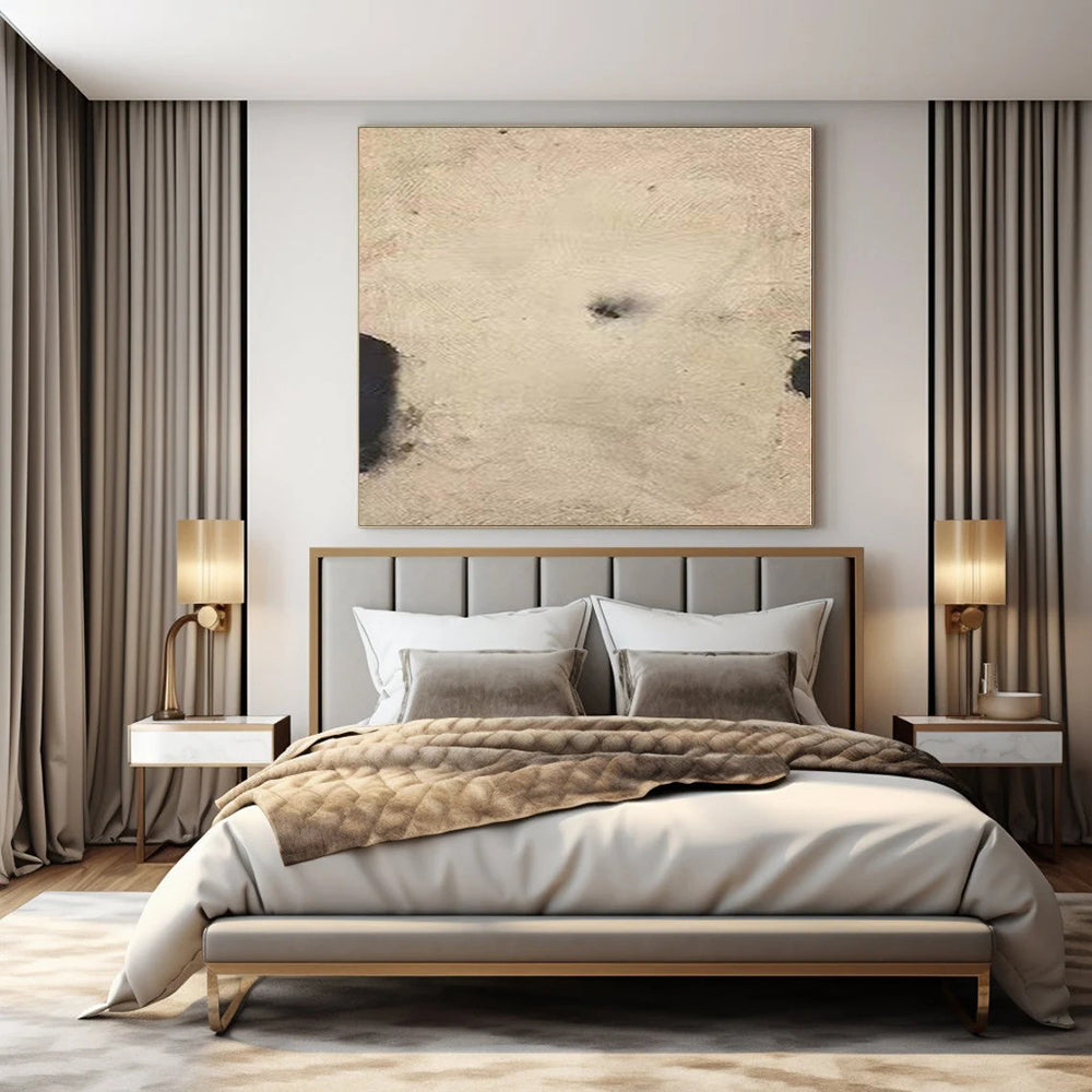 “Minimalist Beige - Black Dot” – Minimalist Abstract Art CT1165