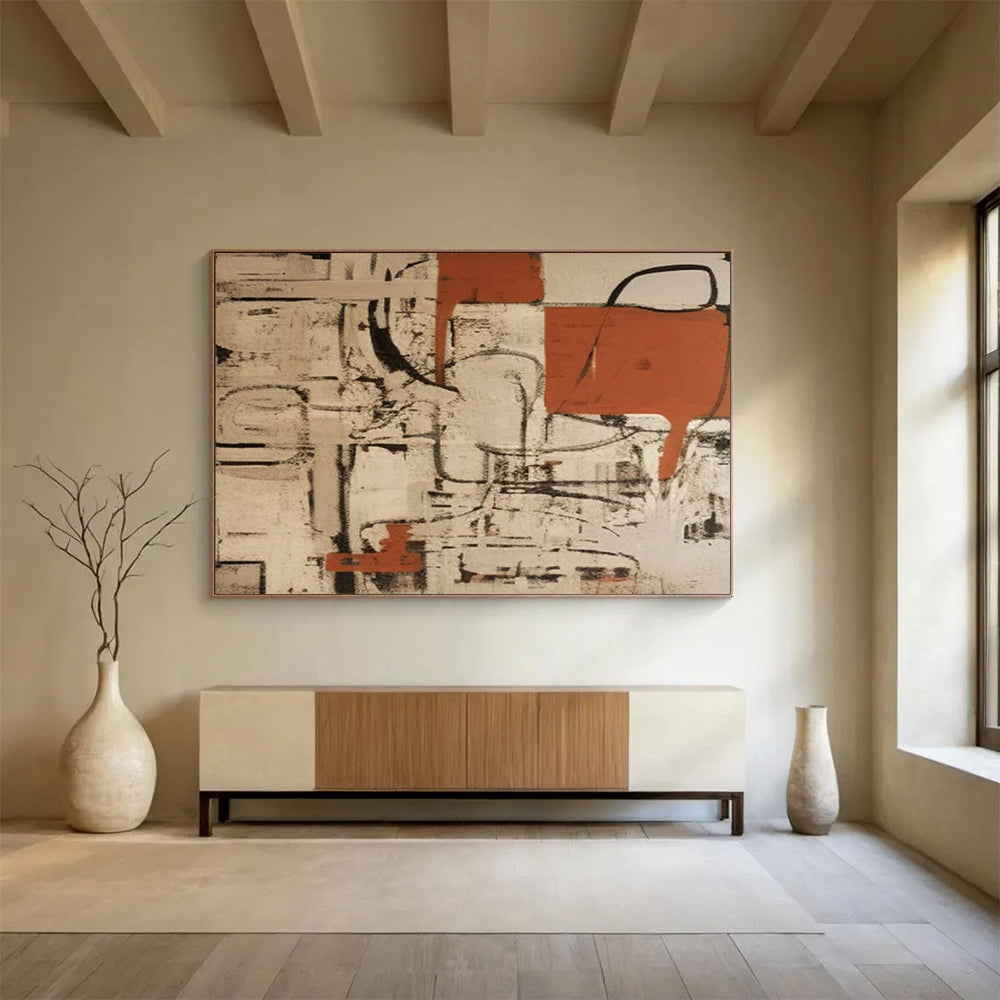 “Rustic Tones Abstract Forms” Abstract Painting On Canvas DLZ099