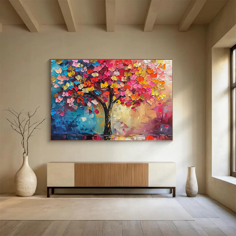 “Rainbow Tree of Life” - Symbolic Impasto Painting On Canvas DKH858