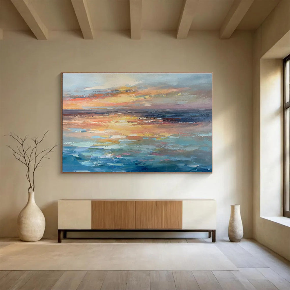 Colorful Sunset and Ocean “Dreamy Coastal Twilight” Painting On Canvas DKH119