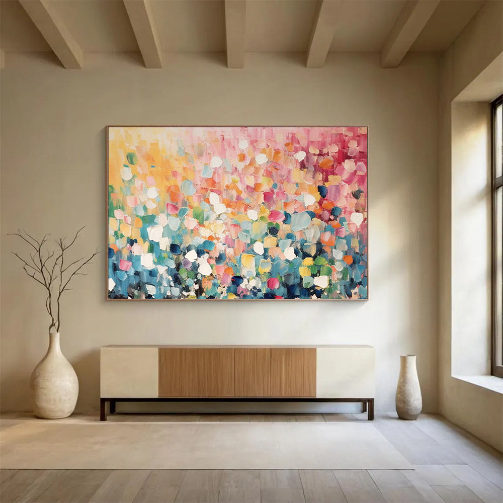 “Colorful Dot Abstraction” Pointillism - inspired Painting On Canvas DLZ161