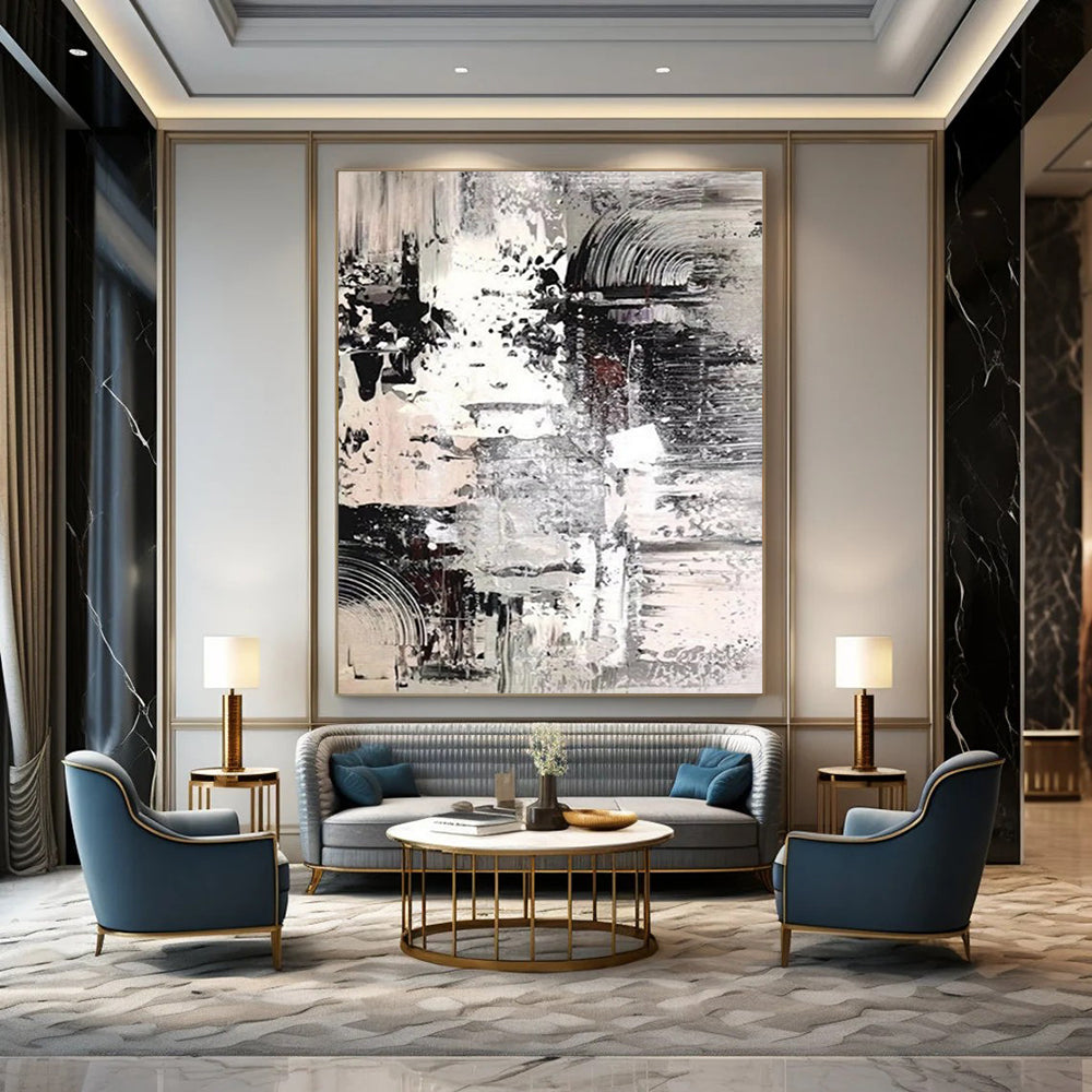 “Monochrome, Textured Layers ‘Gray Harmony’” - Abstract Impasto Painting On Canvas DTP392