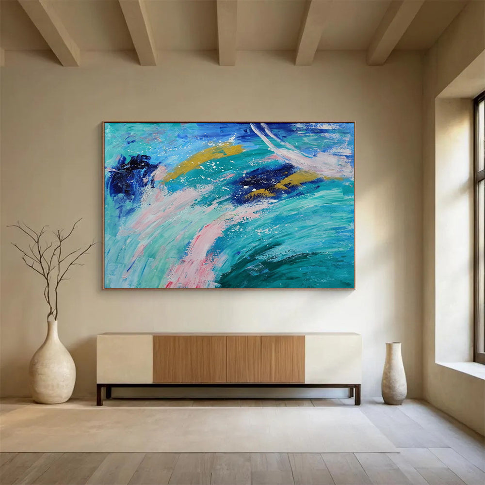 Colorful Ocean Waves Abstract Painting On Canvas DKH654