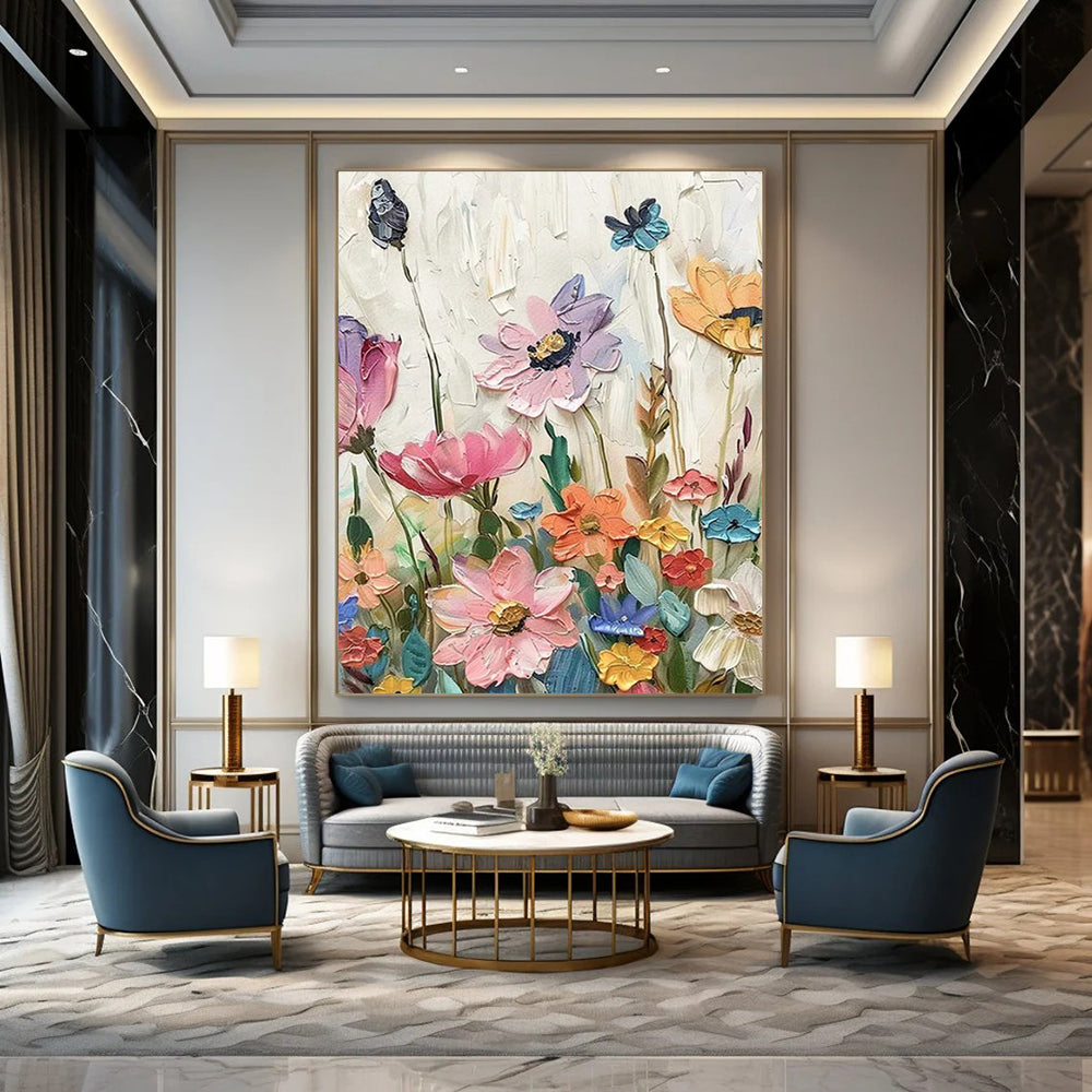“Textured Wildflowers” - Vivid Impasto Floral Painting On Canvas CT2241