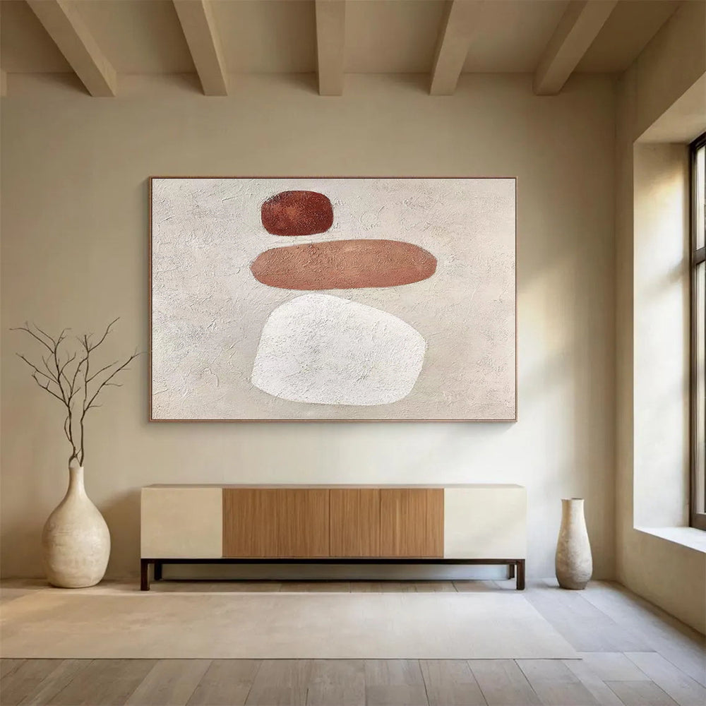 Minimalist Stone Forms - Textured Abstract Painting On Canvas DKH594