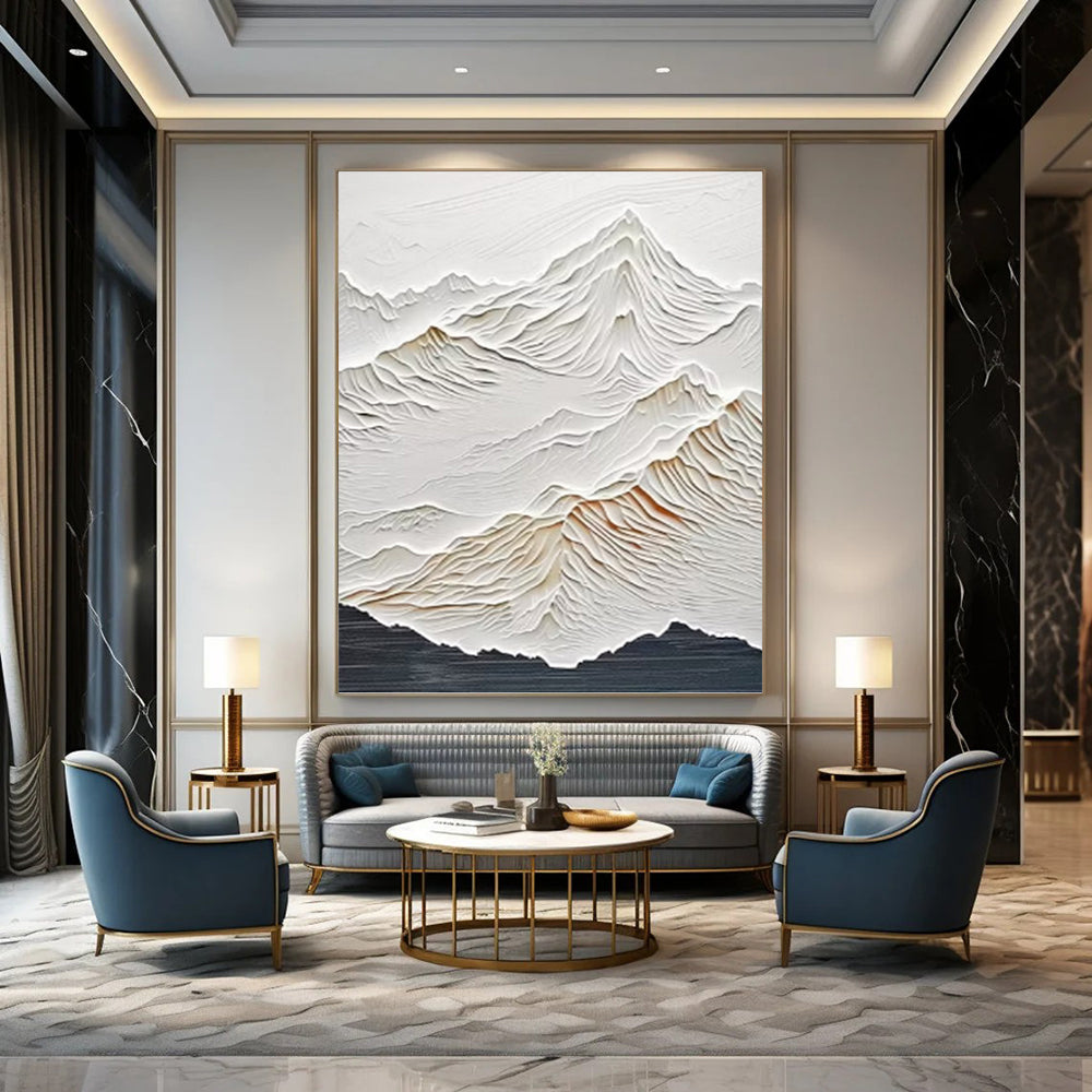 “White Textured Mountain Relief” Painting On Canvas DKH0985