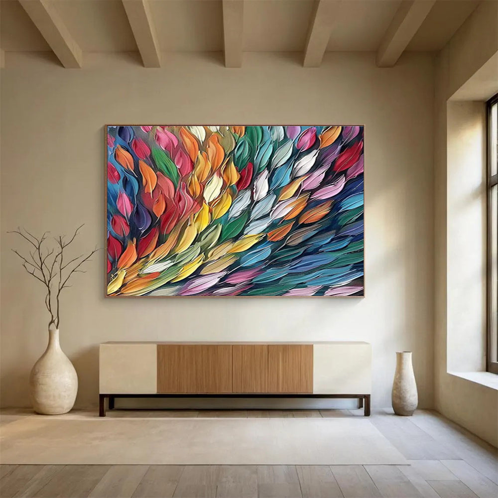 Colorful Feather - Like Forms Painting On Canvas DKH689
