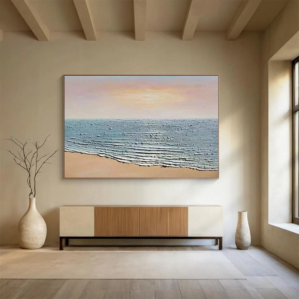 Textured Beach Waves - Impasto Seascape Painting On Canvas DLZ184