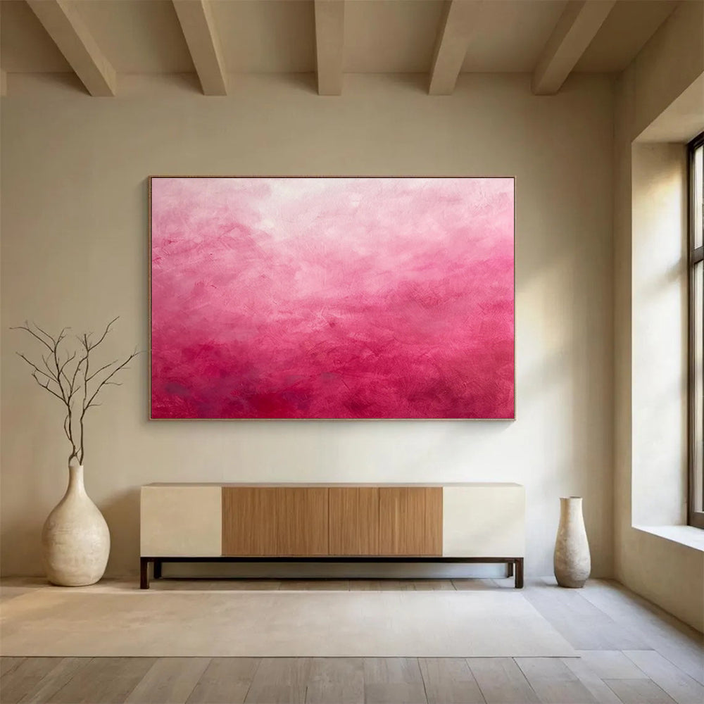 Gradient Pink Abstract Painting On Canvas DKH272