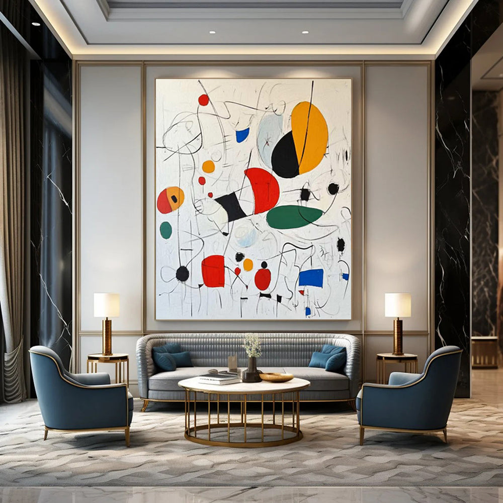 “Colorful Abstract Play” - Multicolor Shapes & Lines Painting On Canvas DKH1184