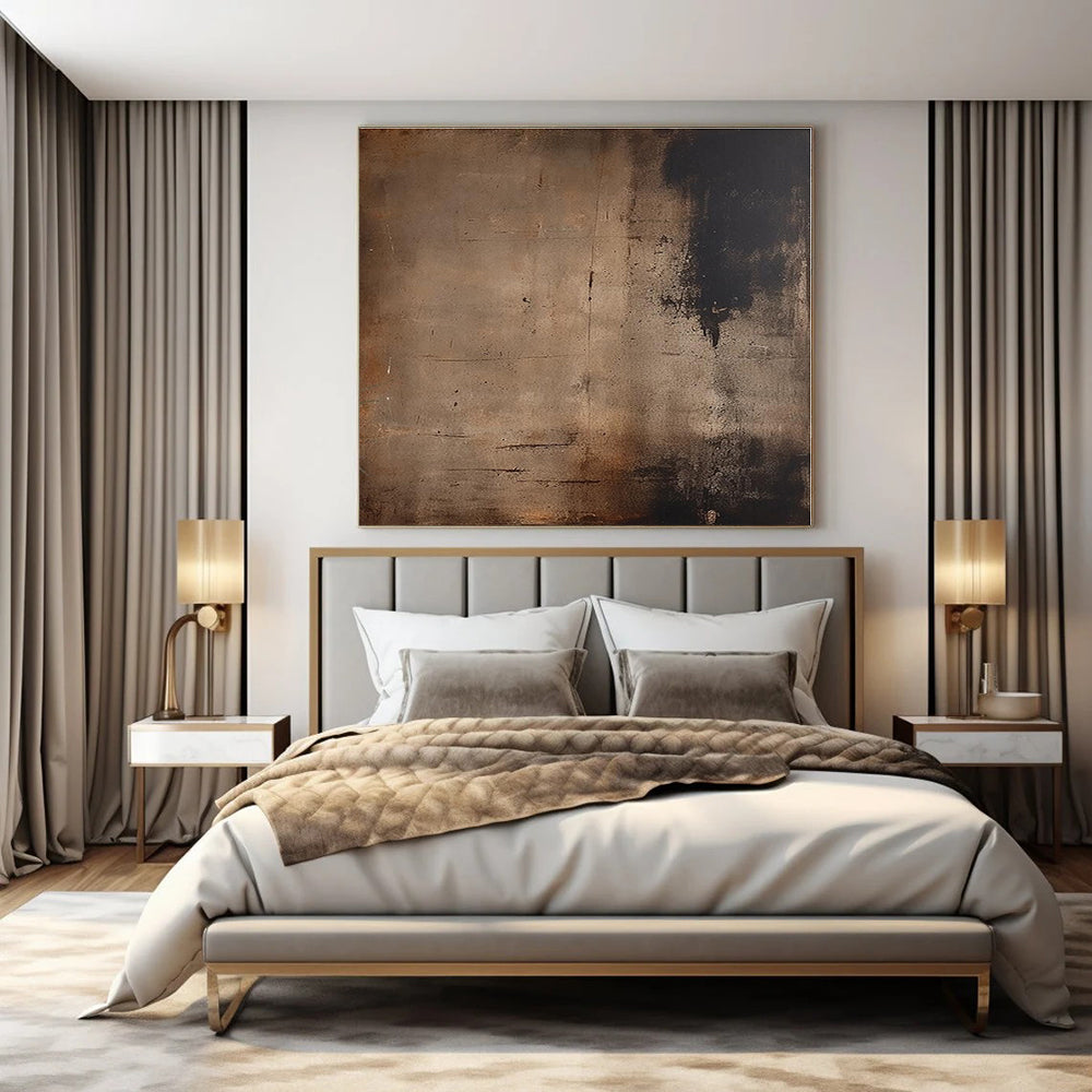 Dark Brown Textured Abstract - Subtle Textured Acrylic Painting CT1361