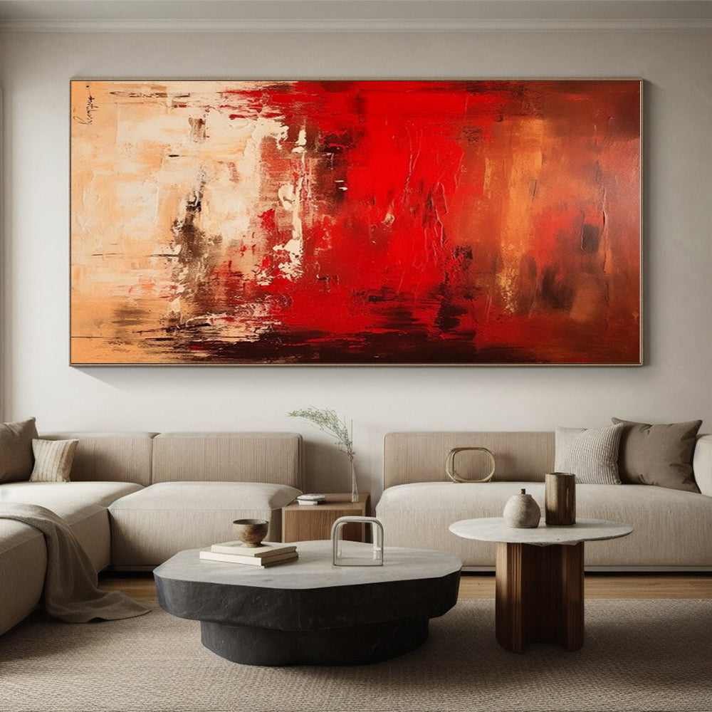Red, Brown & White Abstract Textures, “Intense Serenity” - Impasto Abstract Painting CT0776