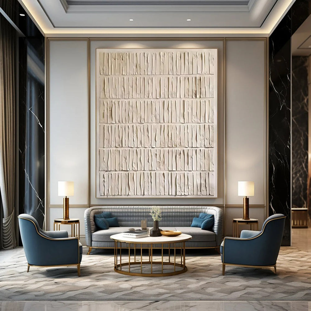 “Textured Neutral Grid Abstract” - Abstract Painting On Canvas CT2359
