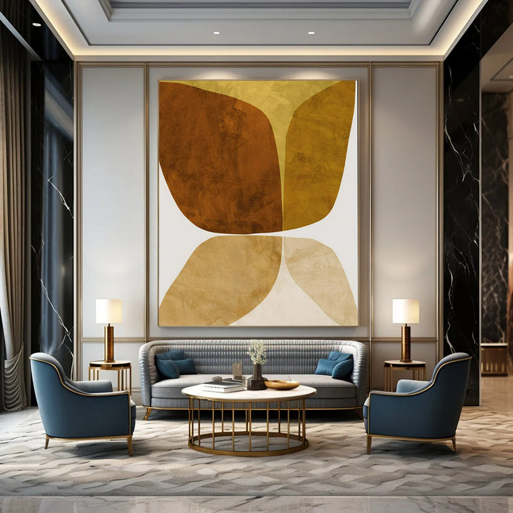 Symmetrical Brown & Beige Shapes - Abstract Painting On Canvas CT2310