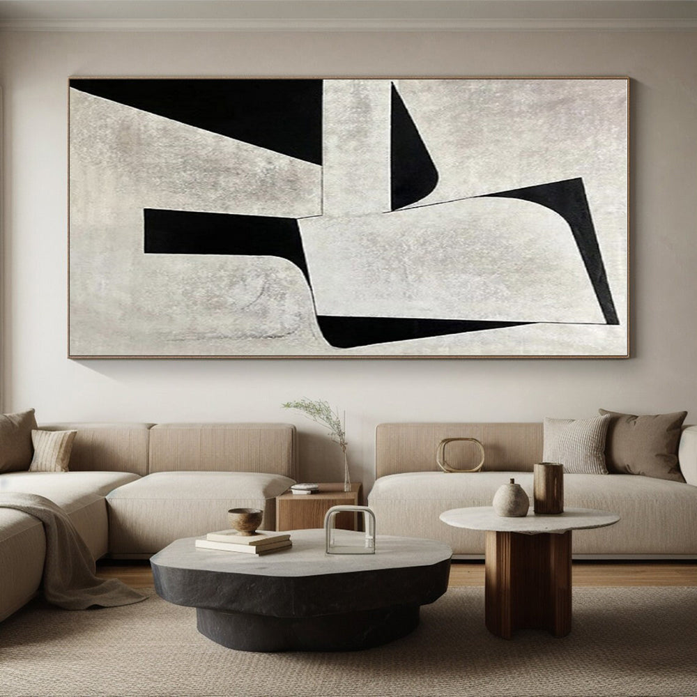 “Black and White Geometric Forms”,Abstract Minimalist Style CT0671