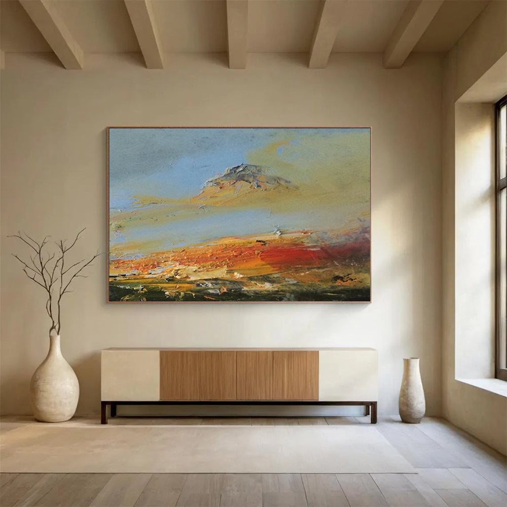 “Colorful, Textured Landscape ‘Vibrant Mountain Sunset’” - Impasto Landscape Painting On Canvas DLZ039