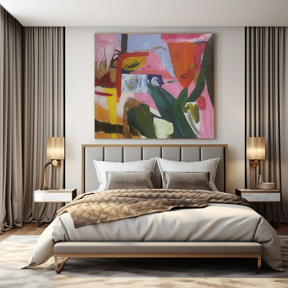 Pink - Purple - Orange Abstract Composition - Modern Abstract - Style Acrylic Painting CT1410