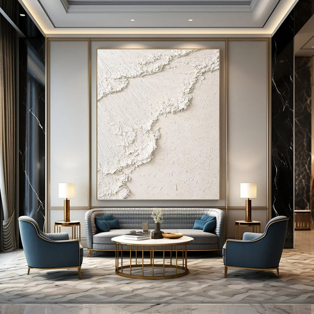 Minimalist White Textured Abstract - Abstract Painting On Canvas DKH1492