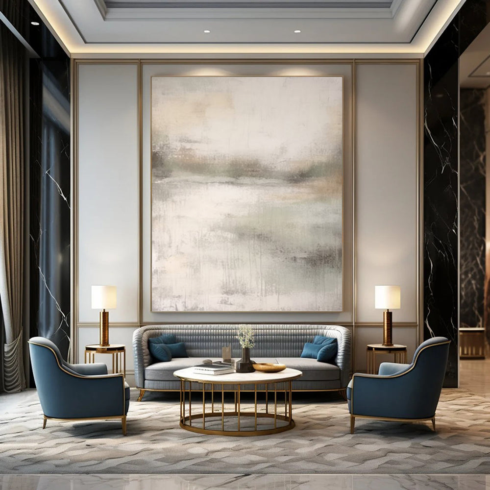 “Soft Gray Abstract Vista” - Subtle Landscape - Inspired Painting On Canvas DKH1668