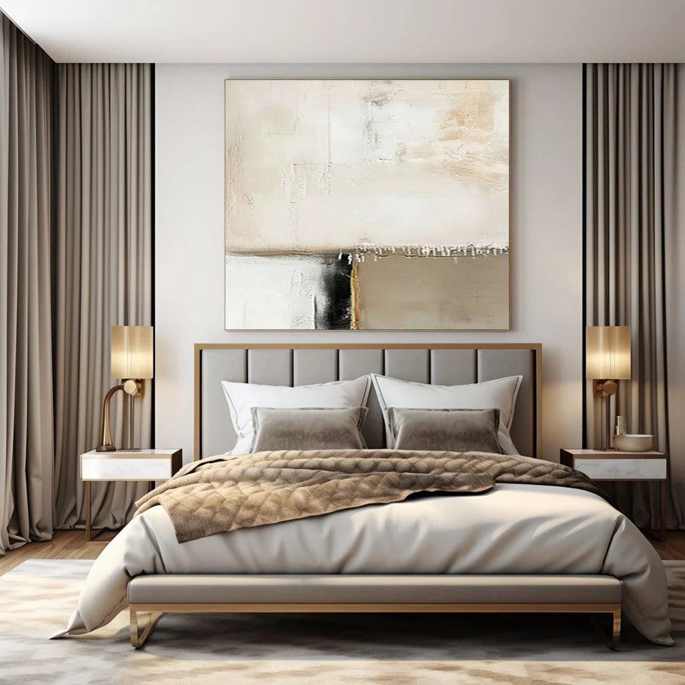 Soft Beige & Black Textured Layers - "Faded Edges" - Abstract Textured Painting CT1476