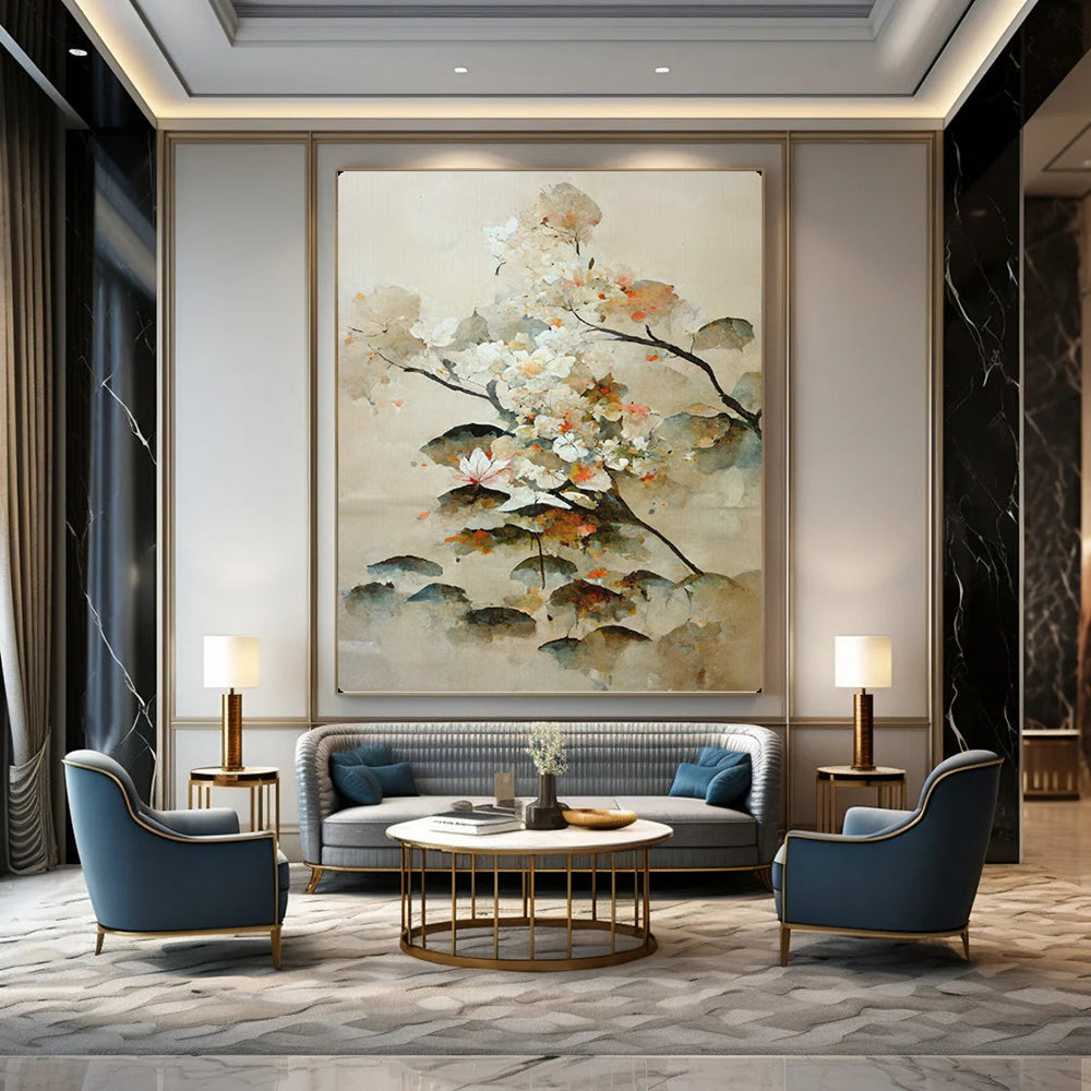 “Watercolor - Style Floral Branches” – Chinese - Inspired Watercolor Painting On Canvas CT2154