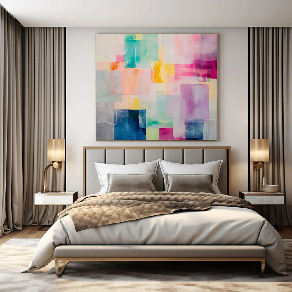 “Colorful Translucent Squares” – Geometric Abstract Painting CT1177