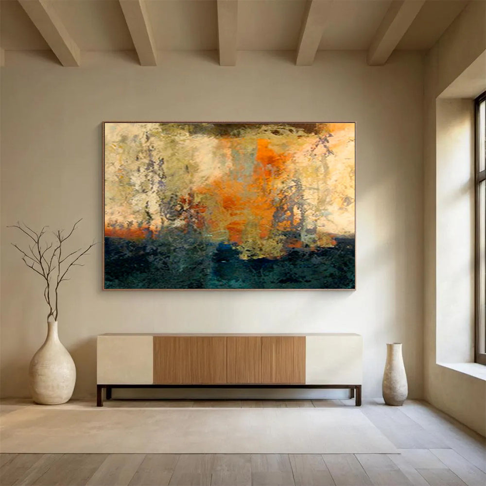 “Warm - Toned Abstract Composition” Abstract Fauvist - Inspired Painting On Canvas DKH378