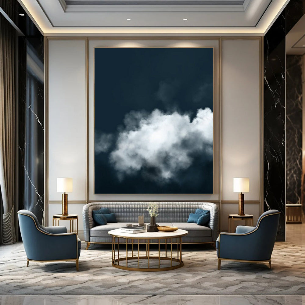 “Dark Sky & Clouds” - Dark Blue, White Photographic Art On Canvas DTP233