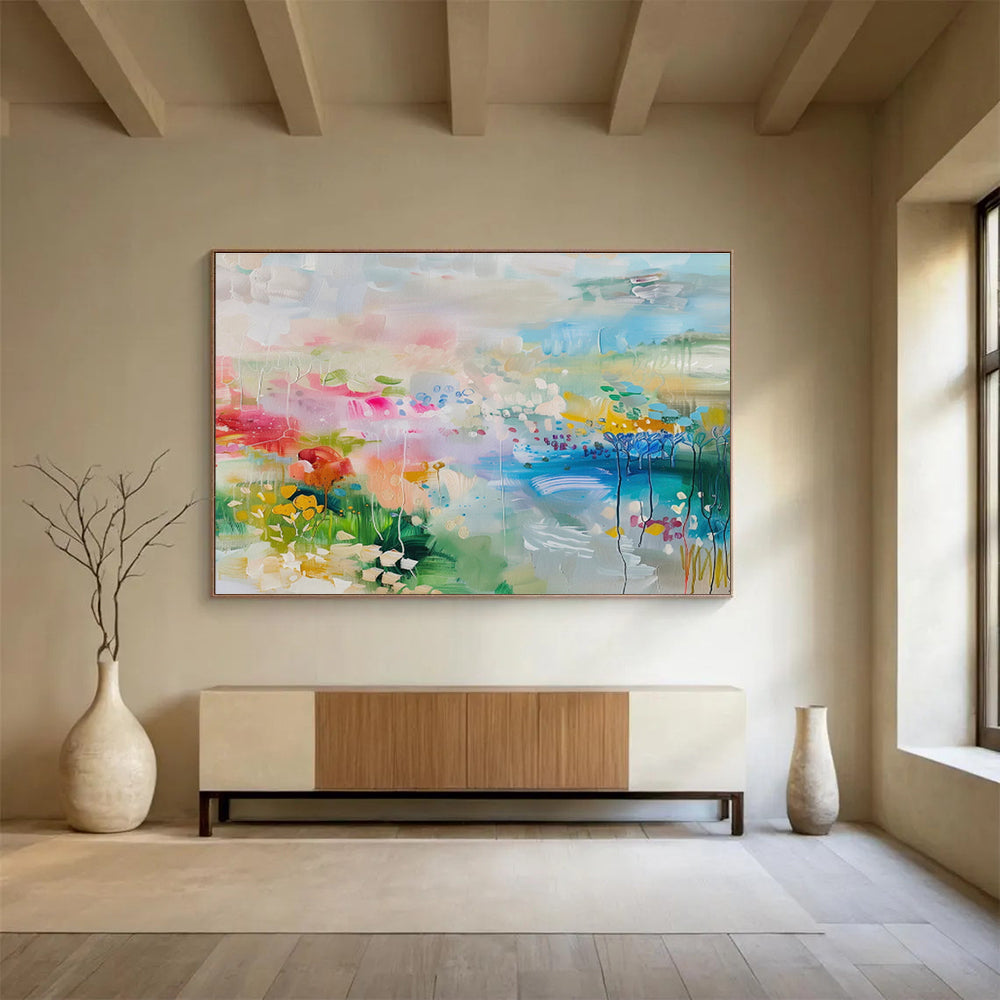 “Colorful Garden Abstract” Abstract Acrylic Painting On Canvas DKH480