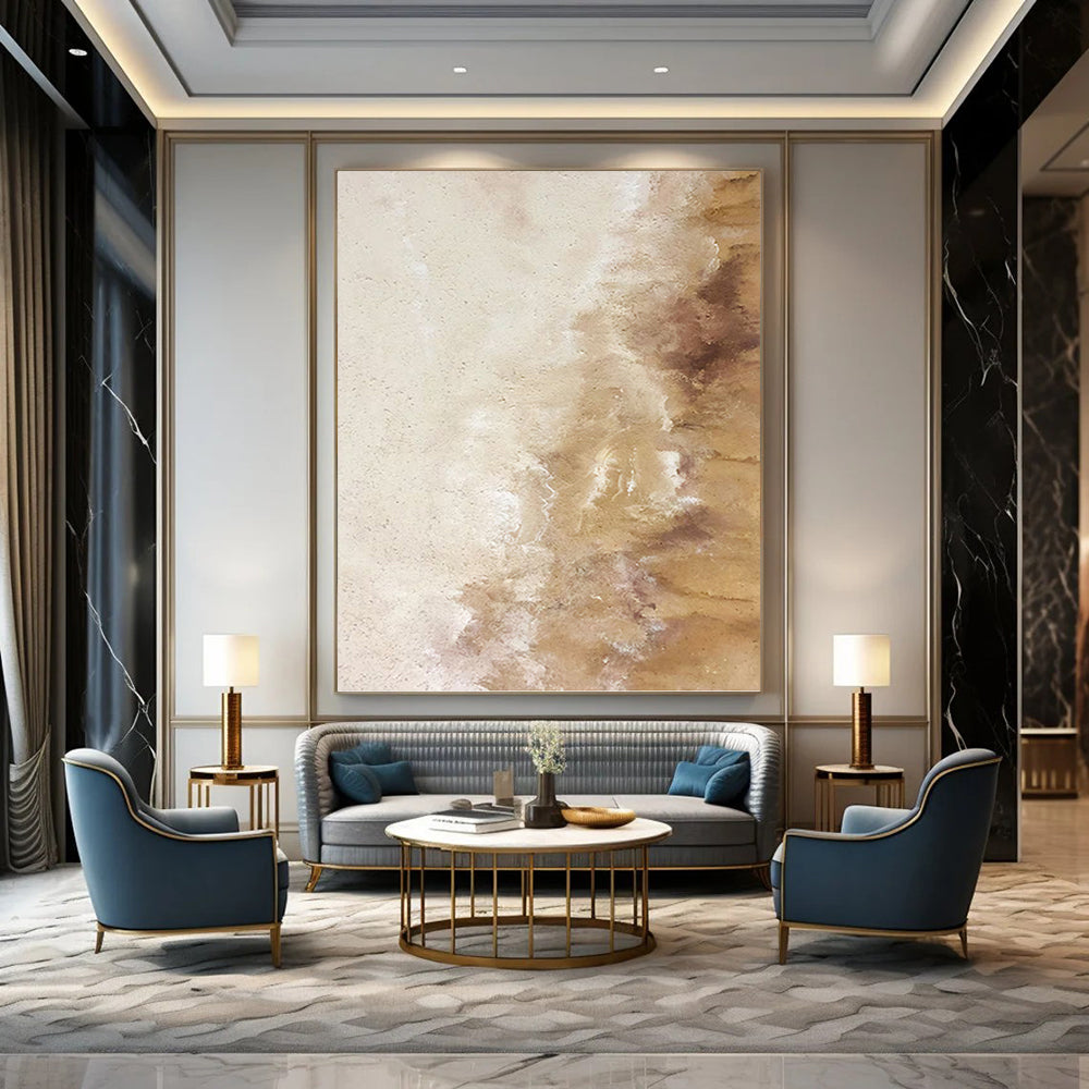“Beige - Brown Subtle Abstract” Painting On Canvas DKH1230