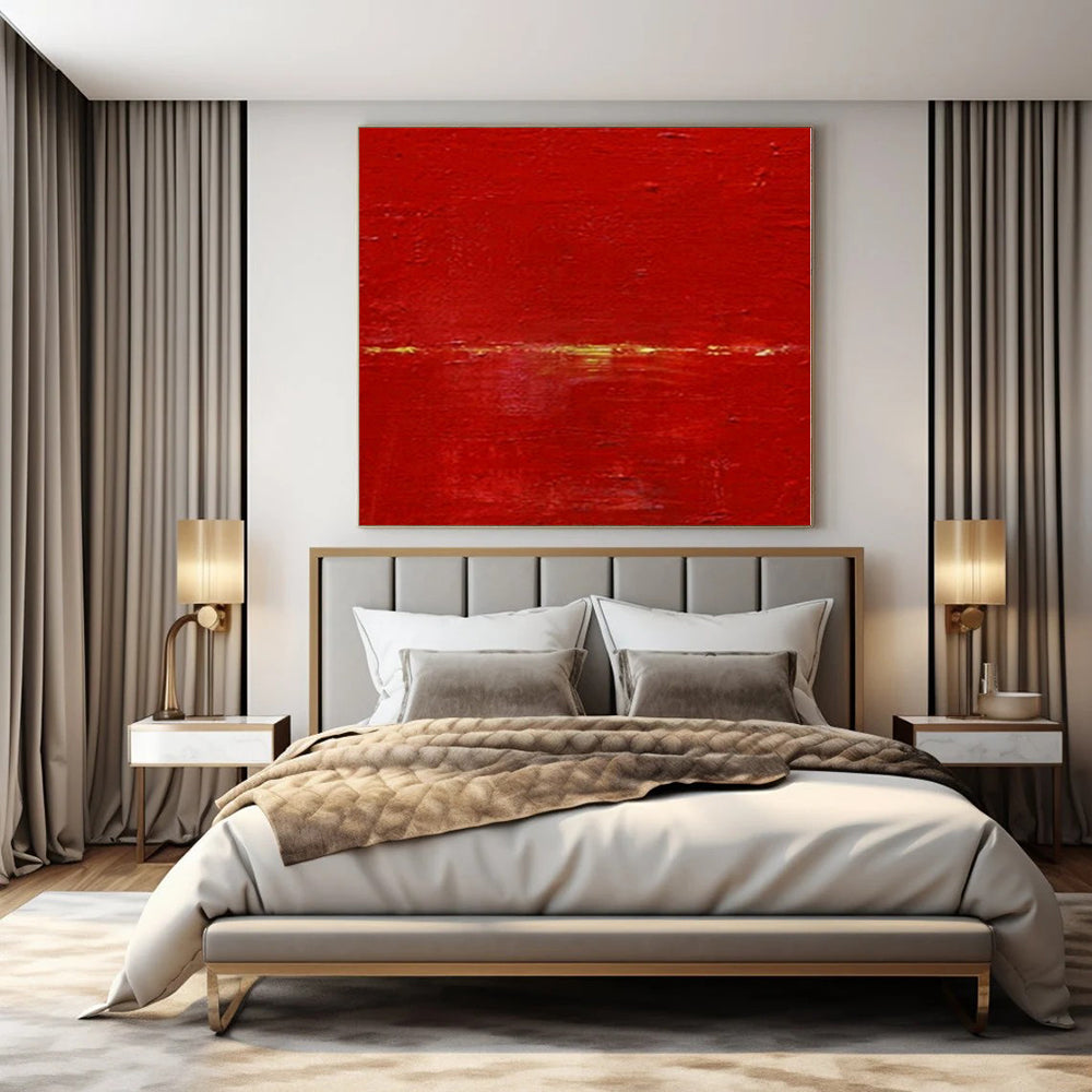 “Vibrant Red Abstract Field” – Minimalist Color - Field Painting CT1089