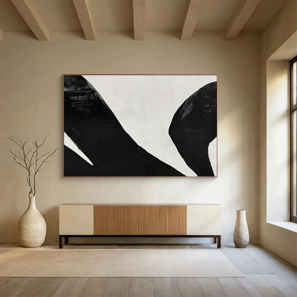 Black and White Minimalist “Bold Avian Silhouettes” Painting On Canvas DKH138