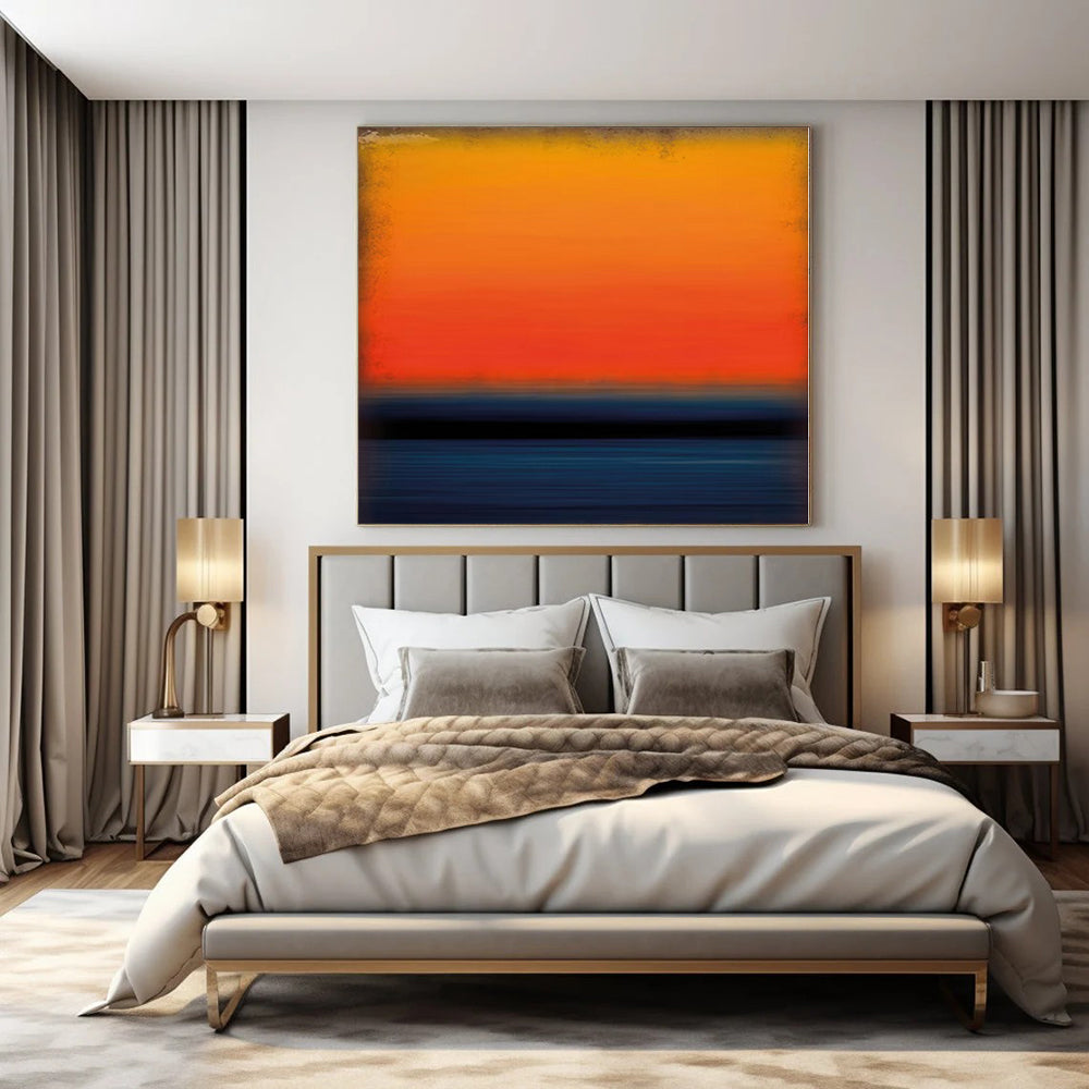 “Vibrant Orange - Blue Horizon” – Color Field Painting CT1183