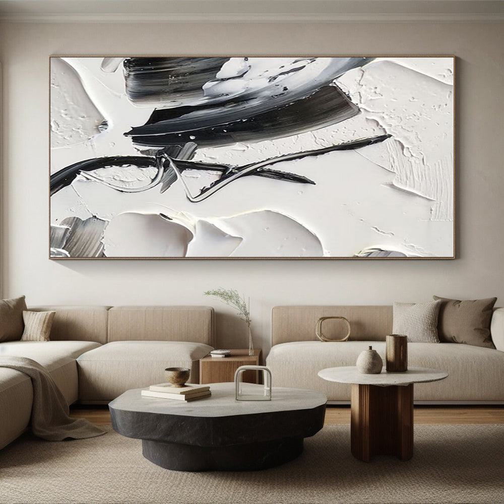 “Intricate Black - White Textures, Layered Brushstrokes” - “Whispered Secrets”,Textured Acrylic Painting CT0702