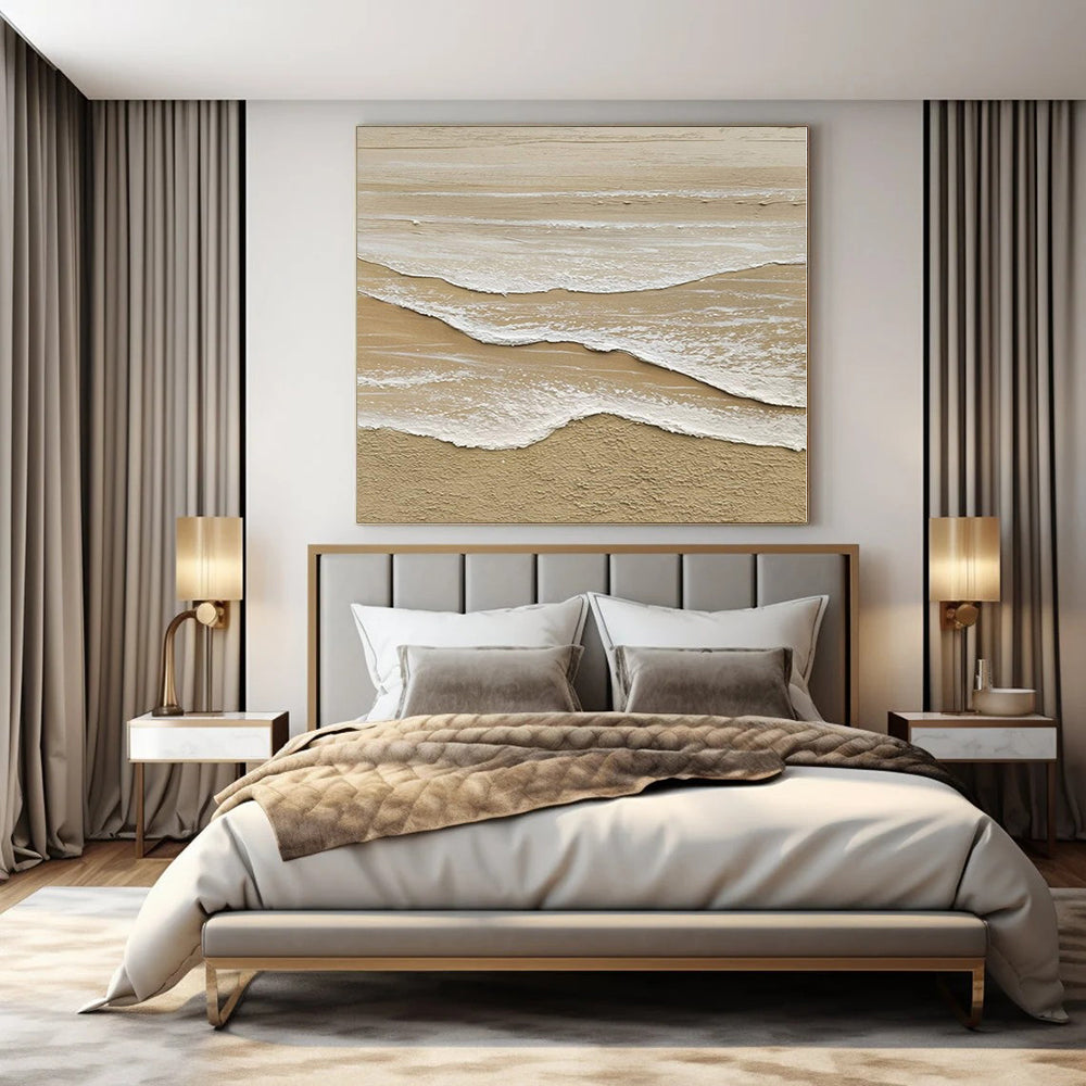 “Textured Sandy Shore Waves” – Impasto Seascape Painting CT1088