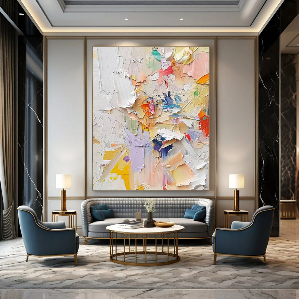 “Colorful Impasto Collage” - Multicolor Textured Painting On Canvas DKH0971