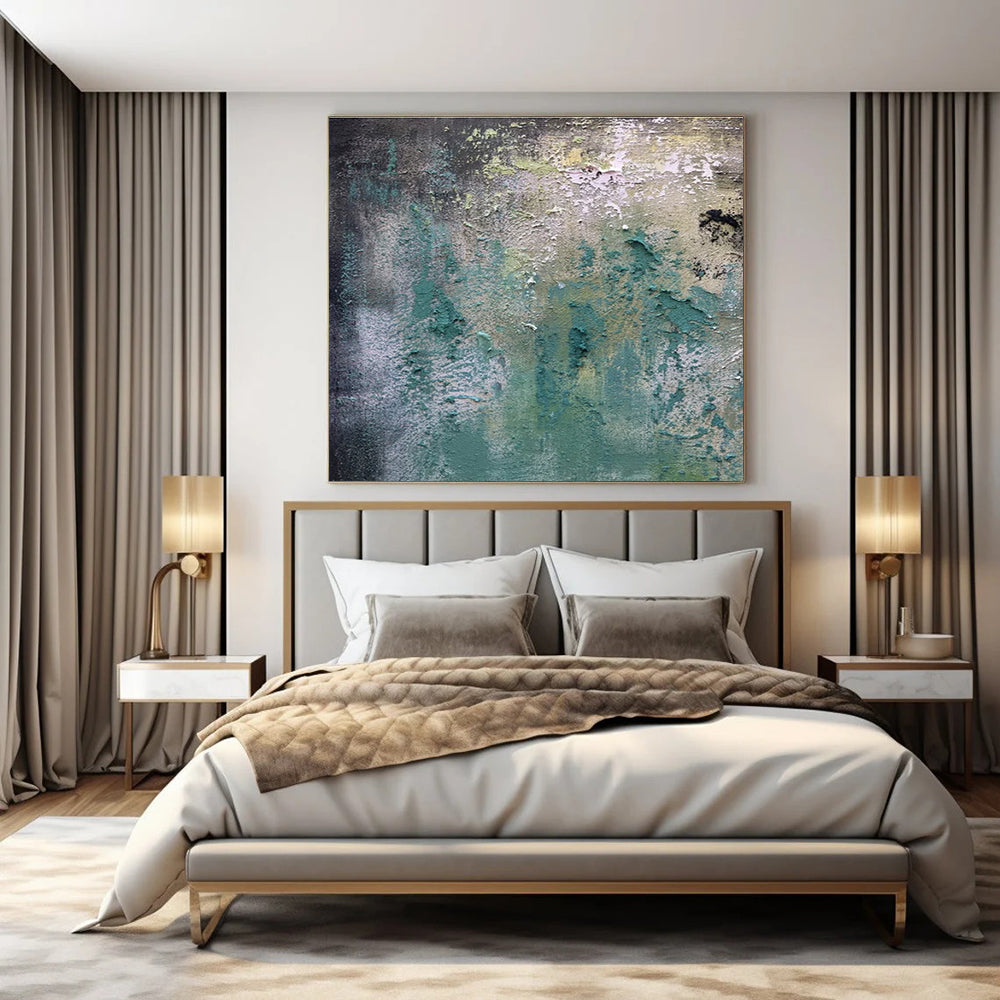 Green, Blue & Grey Textured Layers - "Weathered Walls" - Abstract Textured Painting CT1472