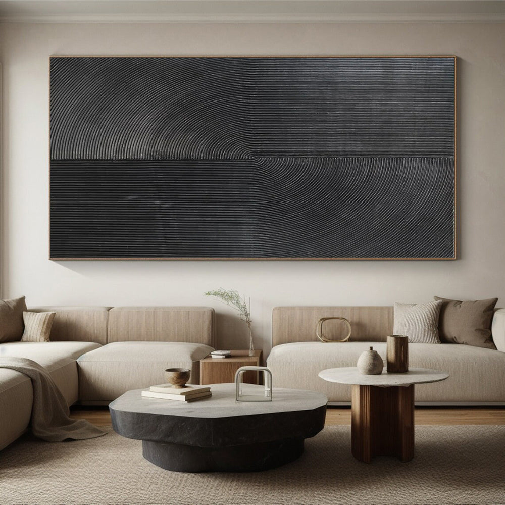 “Black Geometric Lines” ,Minimalist Line - Based Abstract Art CT0904