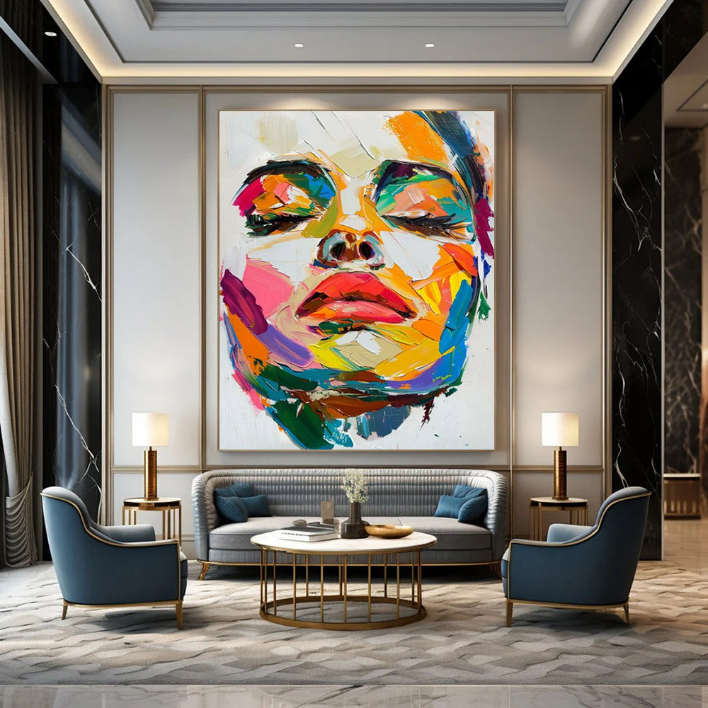 “Colorful Portrait 2” - Vivid Abstract Portrait Painting On Canvas CT2244