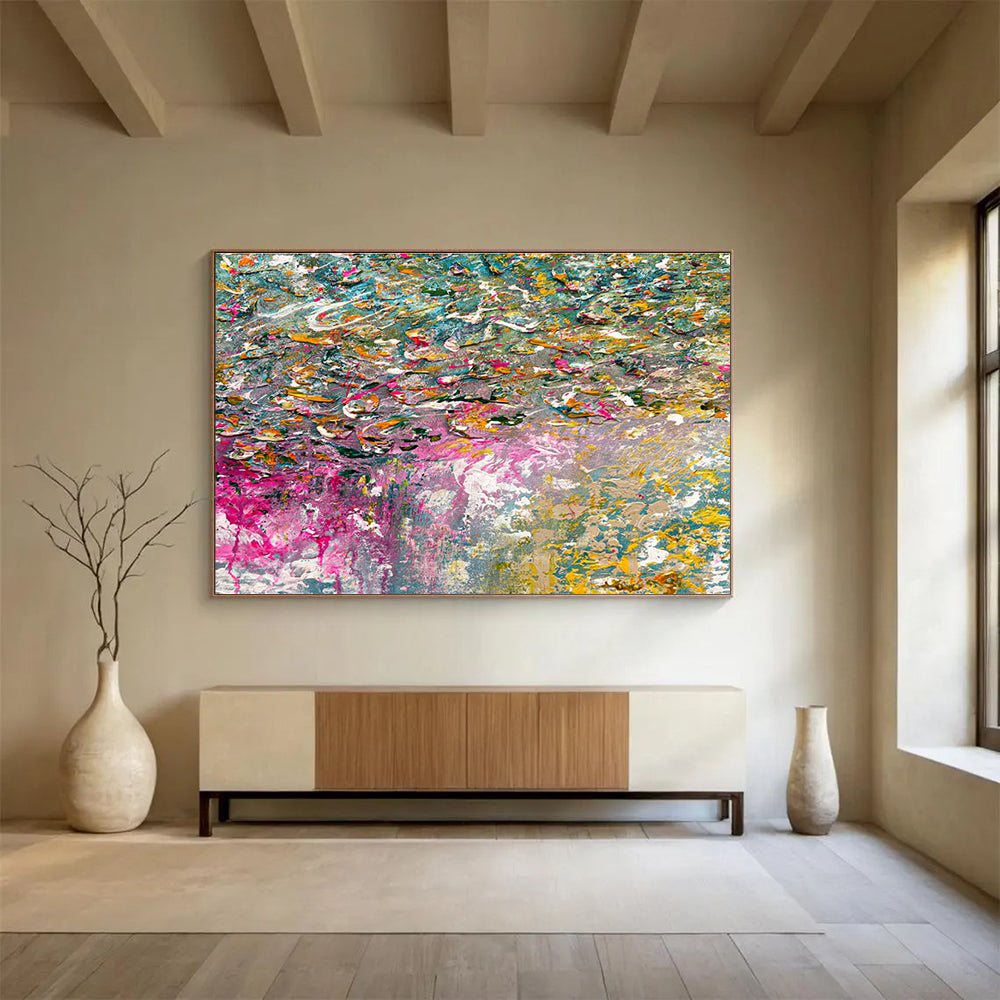 Colorful Textured Chaos - Multicolored Abstract Painting On Canvas DKH920