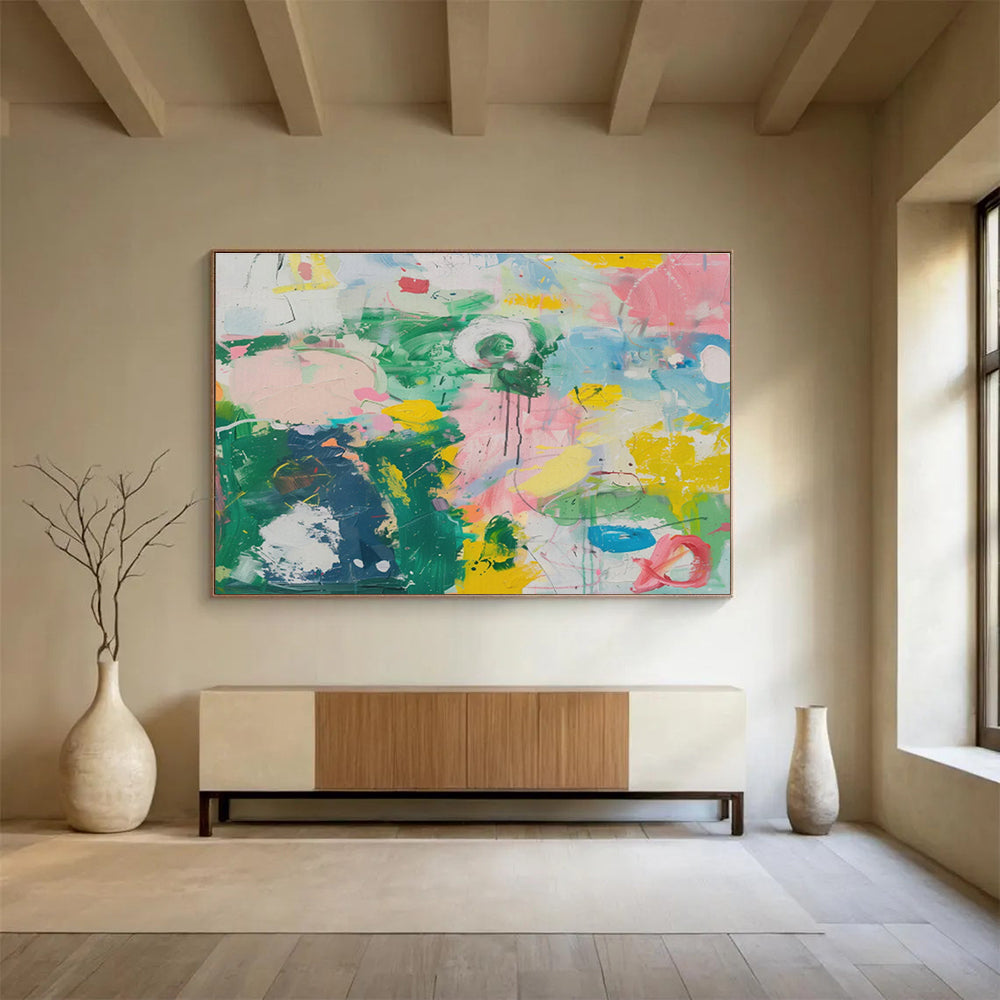 “Vibrant Color Explosion” Abstract Acrylic Painting On Canvas DKH482