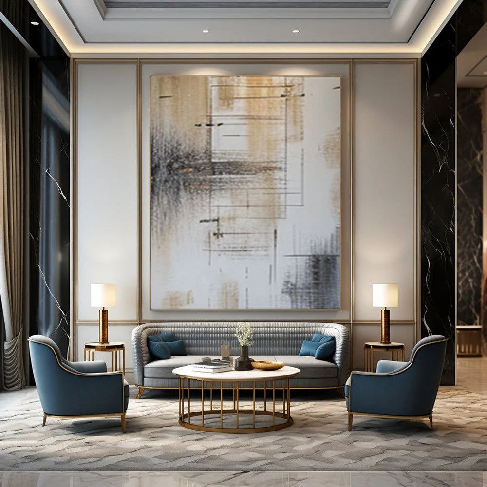 “Brown, Gray & Black Line - Driven Abstract” Painting On Canvas DKH0979