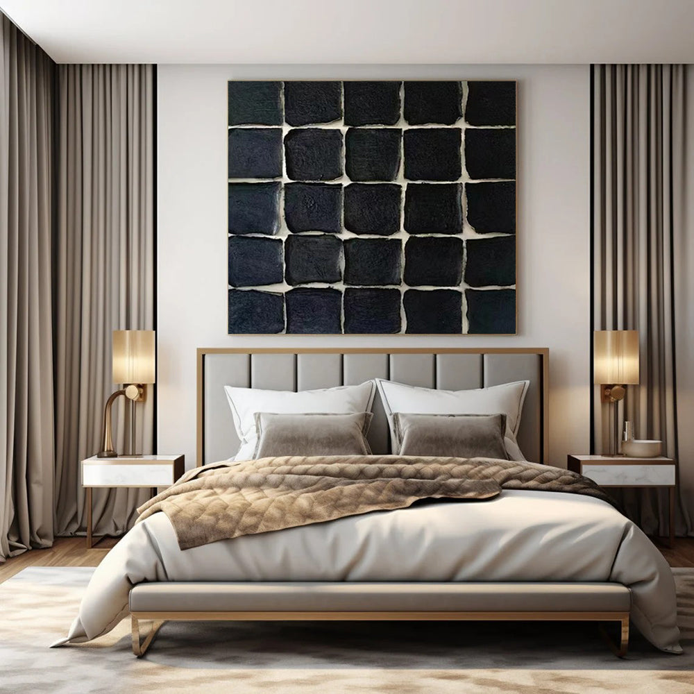 “Black Textured Tiles” – Minimalist Textured Painting CT1072